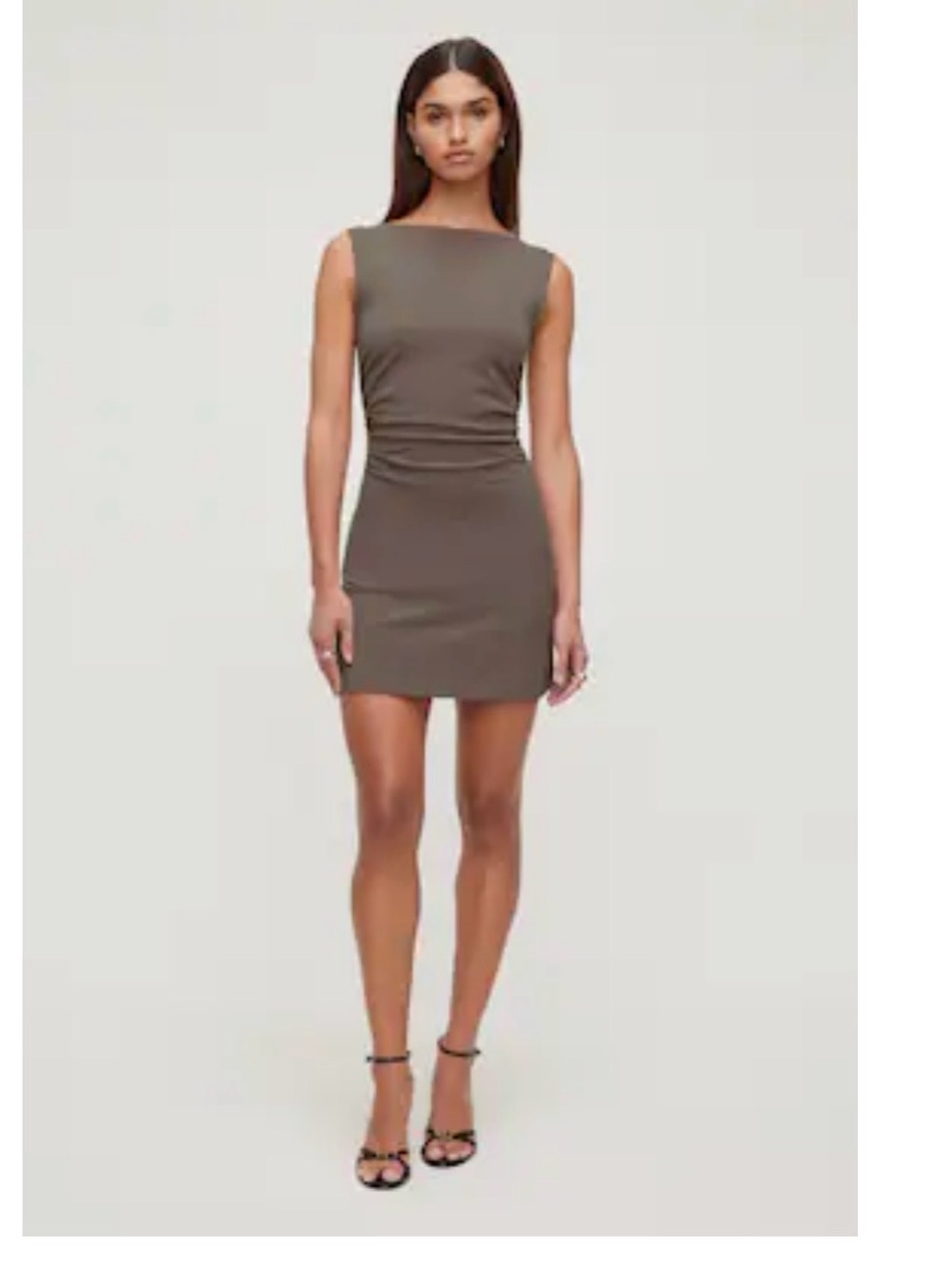 Dynamite Sleeveless Brown Ruched Sheath Dress size M
